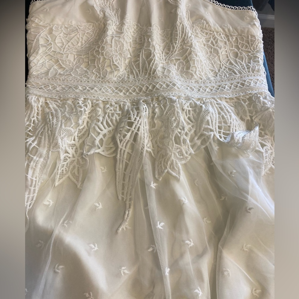 Bloomingdale’s Aqua- Midi lace halter dress - Picture 2 of 5